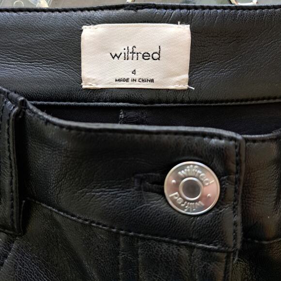 Aritzia Wilfred Melina Black Faux Leather Pant Size 4 High Rise Straight Leg - Picture 5 of 10